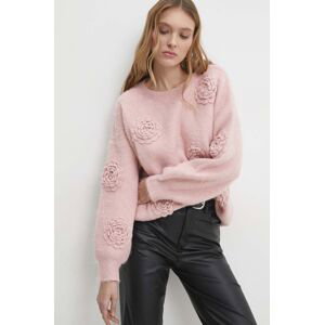 Vlnený sveter Answear Lab ružová farba