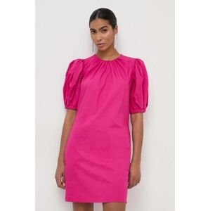 Bavlnené šaty Silvian Heach ružová farba, mini, rovný strih