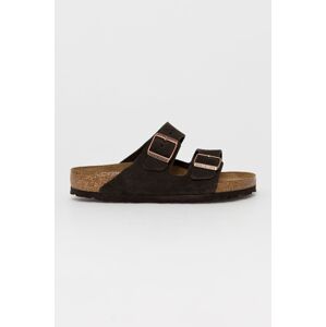 Semišové šľapky Birkenstock dámske, hnedá farba