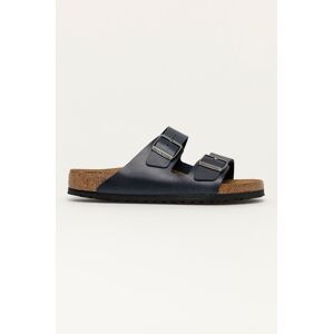 Kožené šľapky Birkenstock pánske, tmavomodrá farba