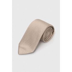 Hodvábna kravata BOSS béžová farba