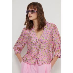 Košeľa HUGO dámska,ružová farba,regular,s klasickým golierom,50509359