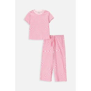 Detské bavlnené pyžamo Coccodrillo ružová farba, vzorovaná
