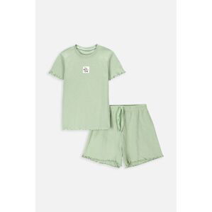 Detské bavlnené pyžamo Coccodrillo zelená farba, s potlačou