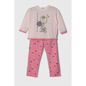 Detské bavlnené pyžamo United Colors of Benetton x Snoopy ružová farba, vzorovaná