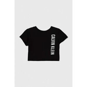 Detské plážové tričko Calvin Klein Jeans čierna farba