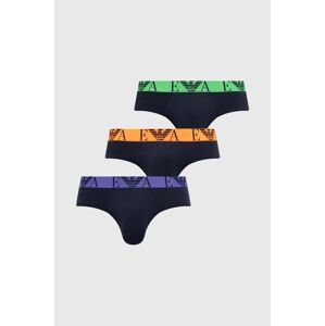 Slipy Emporio Armani Underwear 3-pak pánske, tmavomodrá farba