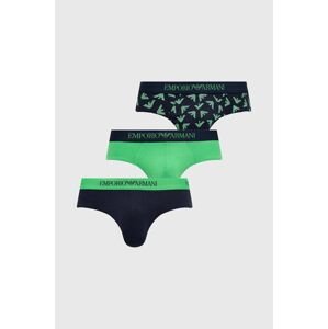 Bavlnené slipy Emporio Armani Underwear 3-pak zelená farba