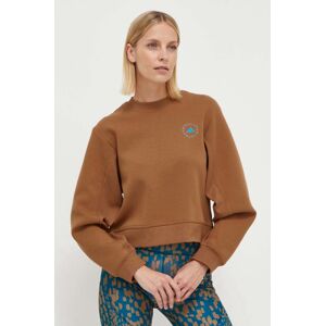 Tepláková mikina adidas by Stella McCartney Timber hnedá farba, jednofarebná