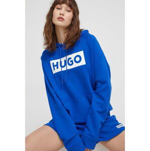 Bavlnená mikina Hugo Blue dámska,s kapucňou,s potlačou,50515818