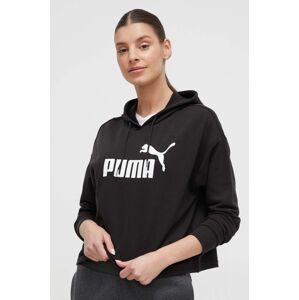 Mikina Puma dámska, čierna farba, s kapucňou, s potlačou