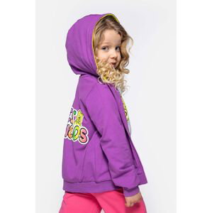 Detská mikina Coccodrillo fialová farba, s kapucňou, jednofarebná