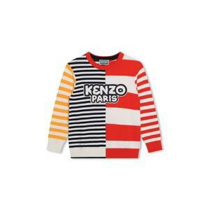 Detský bavlnený sveter Kenzo Kids červená farba, tenký