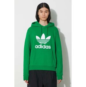 Bavlnená mikina adidas Originals Adicolor Classics Trefoil pánska, zelená farba, s kapucňou, s potlačou, IM9403