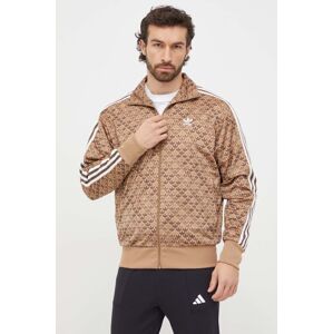 Mikina adidas Originals pánska, hnedá farba, vzorovaná