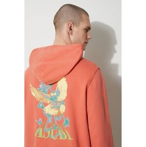 Bavlnená mikina KSUBI flight kash hoodie pánska, oranžová farba, s kapucňou, s potlačou, MPS24FL009