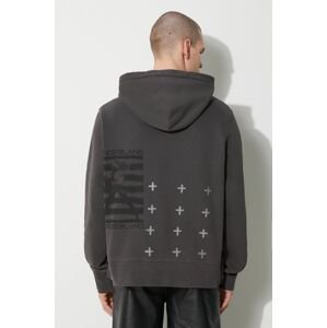 Bavlnená mikina KSUBI portal kash hoodie pánska, šedá farba, s kapucňou, s potlačou, MPS24FL011