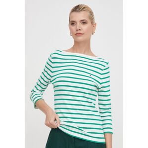 Bavlnené tričko s dlhým rukávom Tommy Hilfiger zelená farba