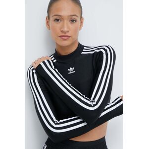 Tričko s dlhým rukávom adidas Originals dámsky, čierna farba