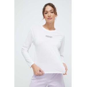 Bavlnené tričko s dlhým rukávom United Colors of Benetton biela farba