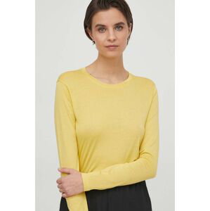 Tričko s dlhým rukávom Sisley dámsky, žltá farba