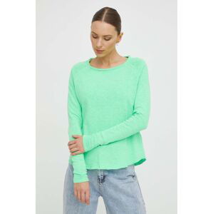 Bavlnené tričko s dlhým rukávom American Vintage zelená farba