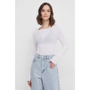 Tričko s dlhým rukávom Calvin Klein Jeans dámsky, biela farba