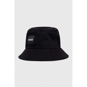 Bavlnený klobúk HUGO čierna farba,bavlnený,50510396