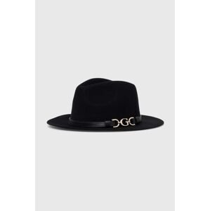 Vlnený klobúk Guess čierna farba, vlnený