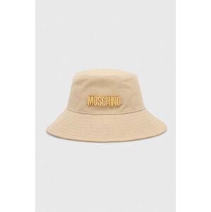 Bavlnený klobúk Moschino béžová farba, bavlnený