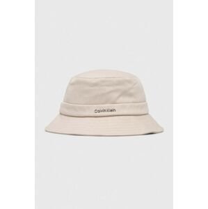 Bavlnený klobúk Calvin Klein béžová farba, bavlnený