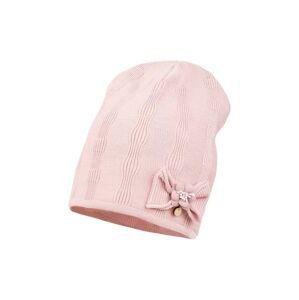 Detská čiapka Jamiks INAS ružová farba biela, z tenkej pleteniny