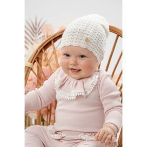 Detská čiapka Jamiks LOPEZ béžová farba biela, z tenkej pleteniny