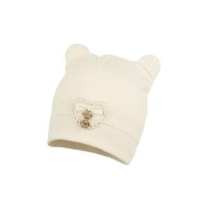 Detská čiapka Jamiks SAMUI béžová farba biela, z tenkej pleteniny