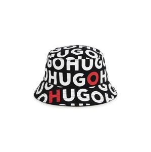 Bavlnená obojstranná detská čiapka HUGO čierna farba, bavlnený