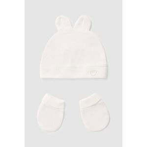 Detská čiapka a rukavice Mayoral Newborn béžová farba biela