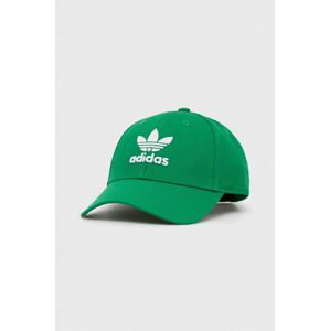 Bavlnená šiltovka adidas Originals zelená farba, s nášivkou
