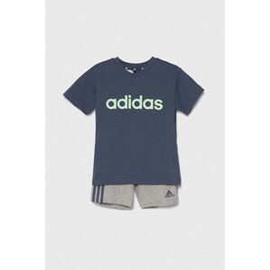 Detská bavlnená súprava adidas šedá farba