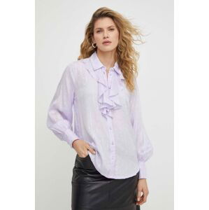 Košeľa Bruuns Bazaar dámska, fialová farba, regular, s klasickým golierom