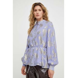 Košeľa Bruuns Bazaar dámska, fialová farba, regular, so stojačikom