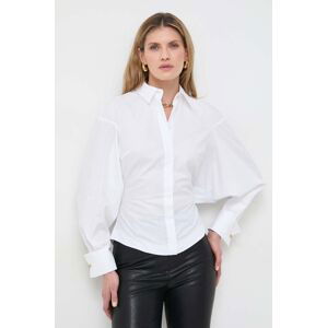 Bavlnená košeľa Elisabetta Franchi dámska, biela farba, regular, s klasickým golierom
