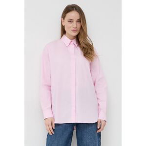 Bavlnená košeľa Pinko dámska, ružová farba, regular, s klasickým golierom