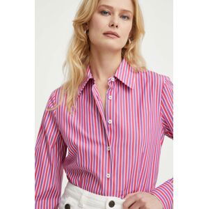 Bavlnená košeľa Luisa Spagnoli dámska, ružová farba, regular, s klasickým golierom