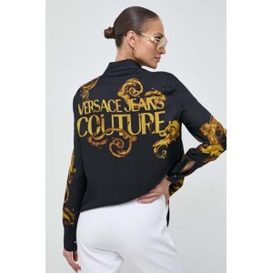 Košeľa Versace Jeans Couture dámska, čierna farba, regular, s klasickým golierom