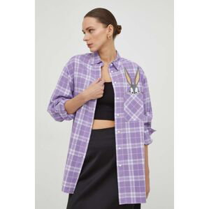 Bavlnená košeľa MAX&Co. x CHUFY dámska, fialová farba, regular, s klasickým golierom