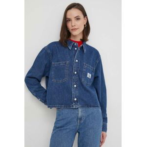 Rifľová košeľa Calvin Klein Jeans dámska, regular, s klasickým golierom