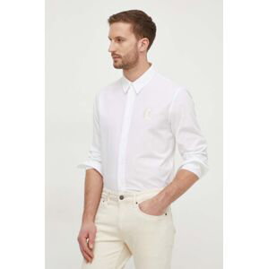 Bavlnená košeľa Just Cavalli pánska, biela farba, regular, s klasickým golierom