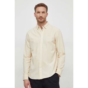 Bavlnená košeľa Pepe Jeans pánska, béžová farba, regular, s golierom button-down