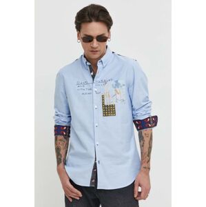 Bavlnená košeľa Desigual pánska, regular, s golierom button-down, 24SMCW33