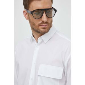Košeľa Calvin Klein pánska, biela farba, voľný strih, s klasickým golierom